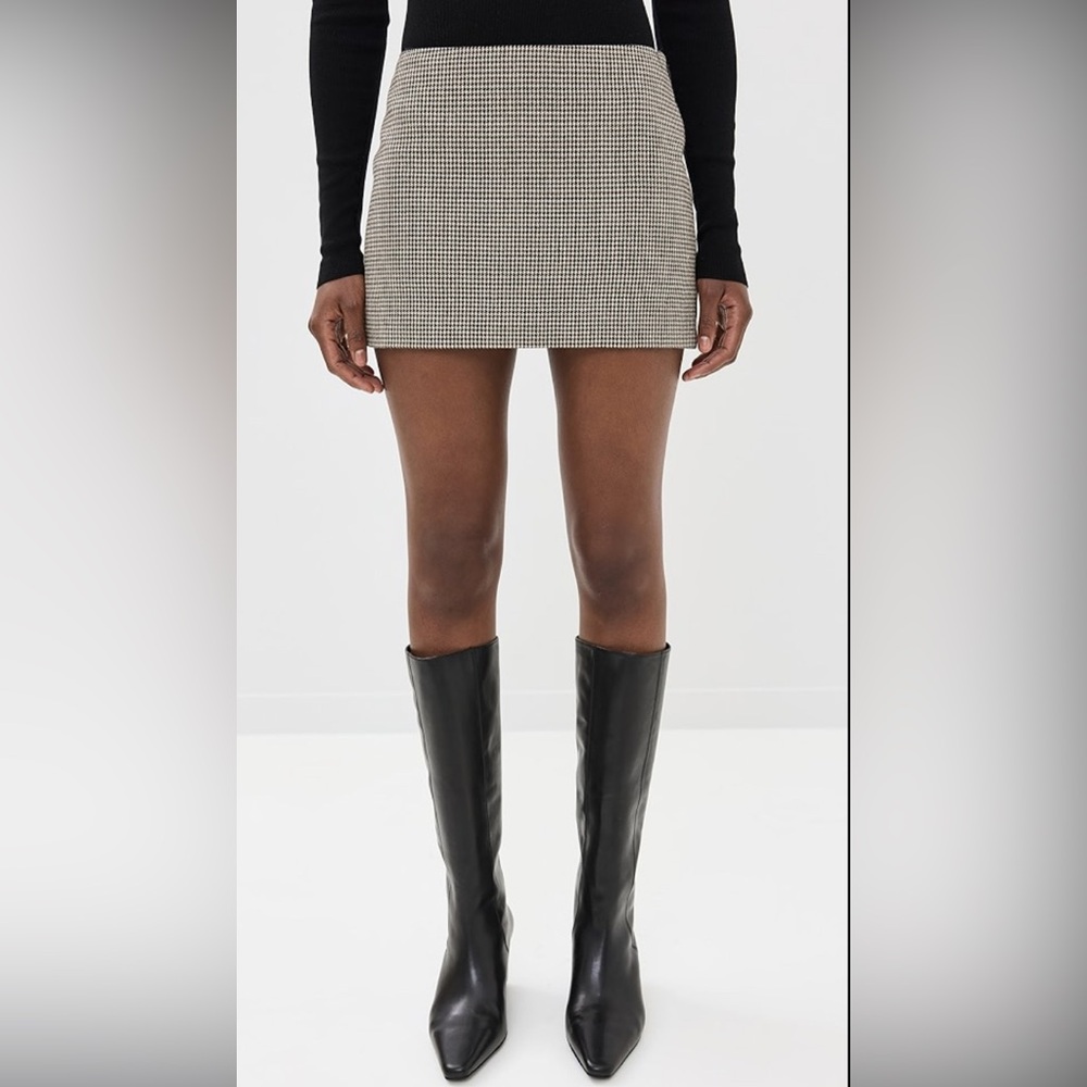 Chic Restoration Houndstooth High-Waisted Black & Cream Mini Skirt Size Small